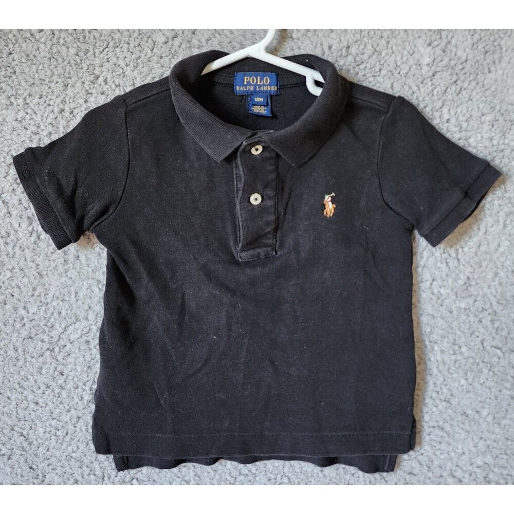 POLO Ralph Lauren Black Short Sleeve Flesh Pony Polo Shirt Baby Infant Size 18M
